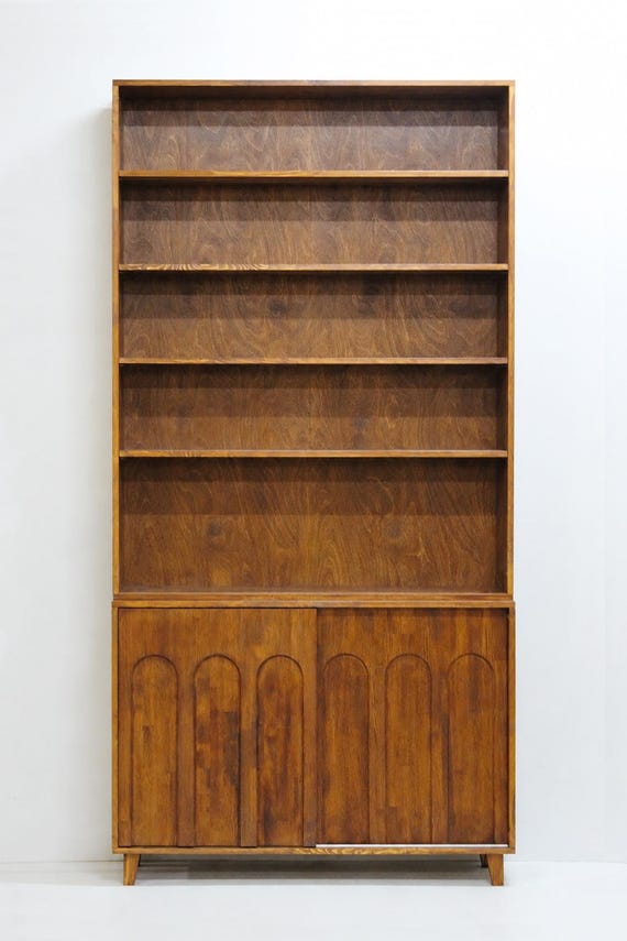 Tall library bookshelf, handmade from solid pinewood | DOLAP