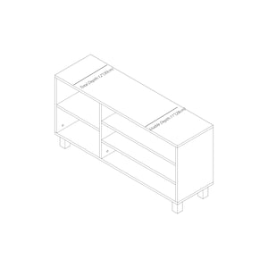 May include: A white, rectangular storage cabinet with multiple shelves and a low profile. The total depth is 12 inches (30cm), and the usable depth is 11 inches (28cm). The cabinet is designed for storage.