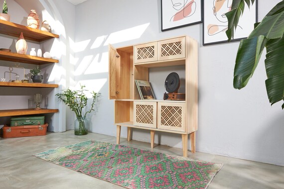 Tall Cabinet, Sideboard Buffet, Mid Century Bookcase | TSAL