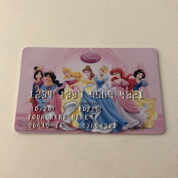 Disney Princesses - Custom Childrens / Kids Novelty Plastic Credit / Bank Card