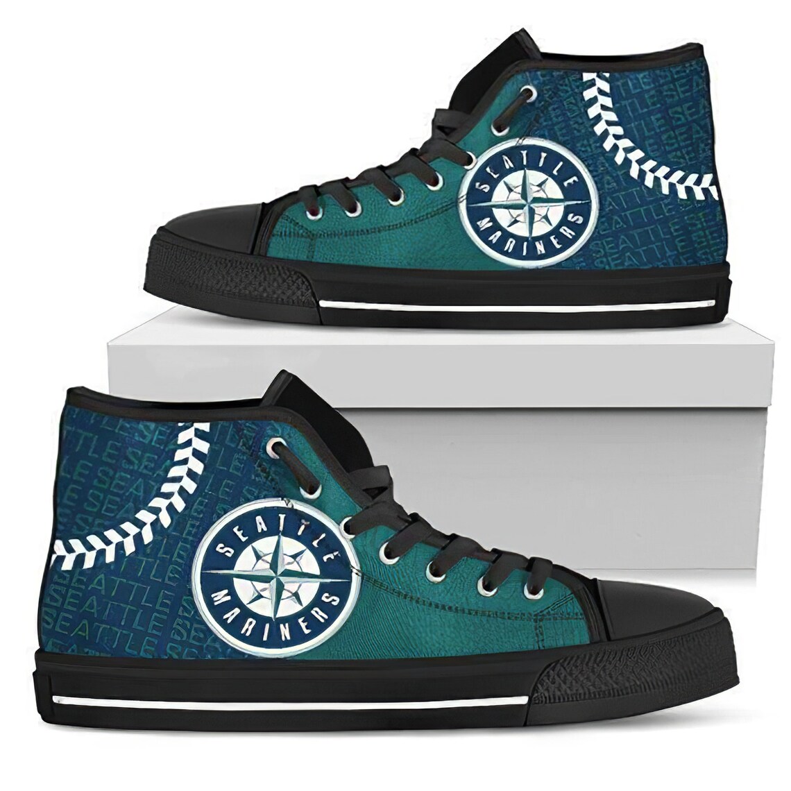 Seattle Mariners High Top Converse Shoes Seattle Mariners Etsy