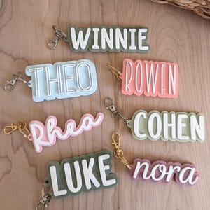 Personalized Acrylic Bag Charm Custom Name Keychain Backpack Tag Purse Diaper Travel Gift