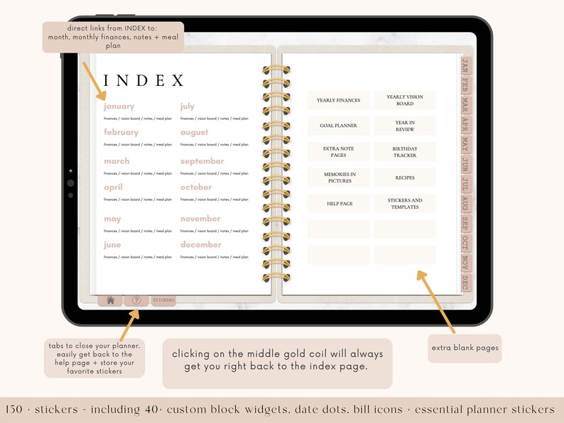 Undated Digital Planner Customizable Planner Custom Blocks Etsy