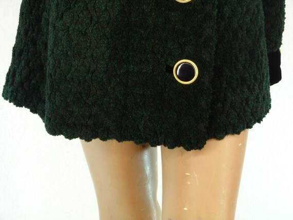 vintage green coat and black velvet 80s gold butto