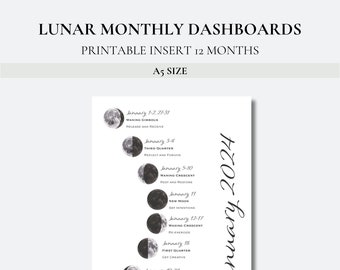 2024 Lunar Monthly Dashboards - A5 Size