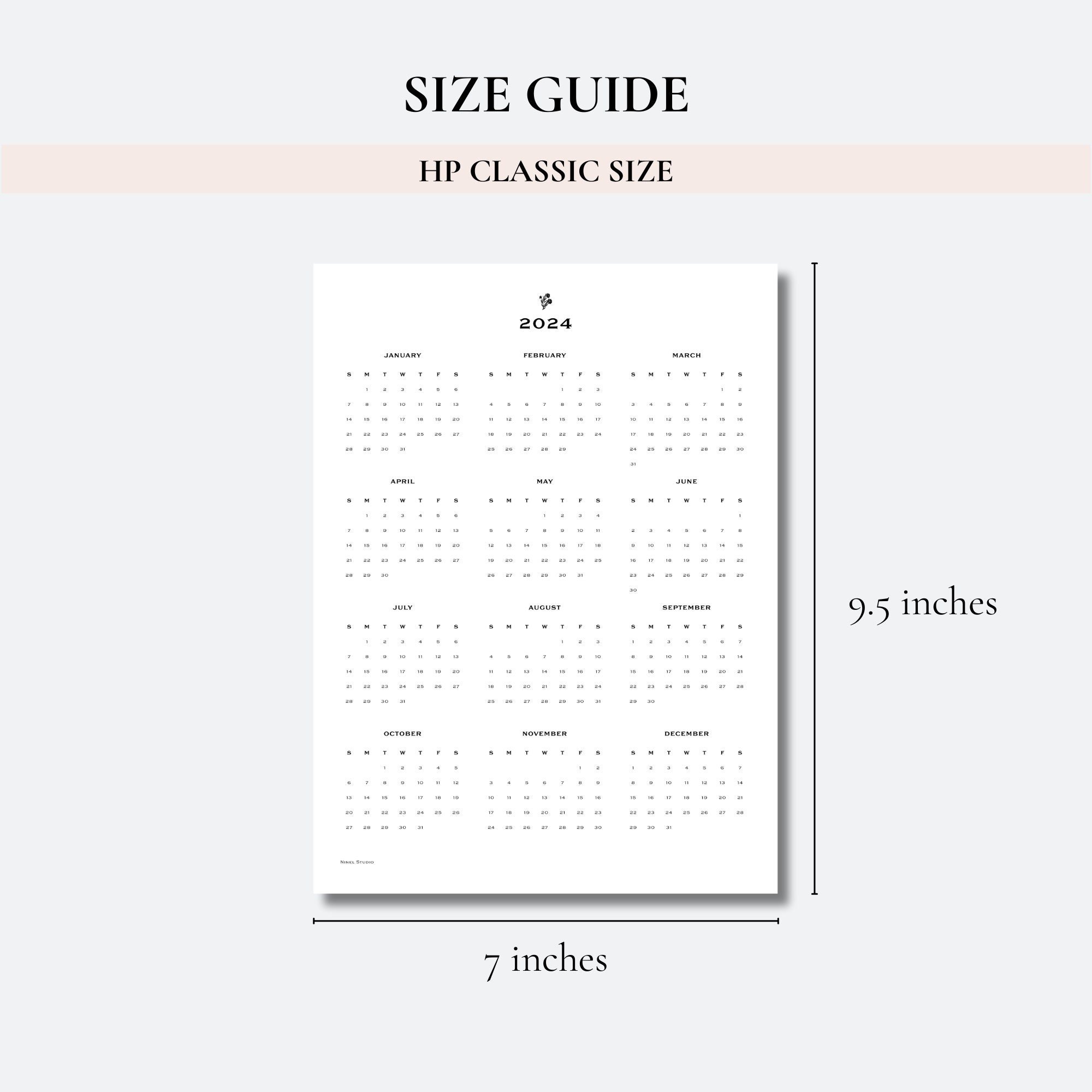 2024 Calendar and Holiday List HP Classic Size - Etsy