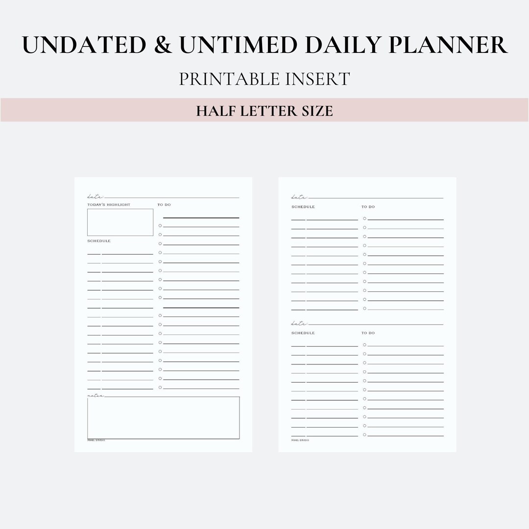 Daily Inserts Undated and Untimed Half Letter - Etsy