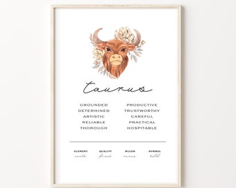 Taurus - Zodiac Art Printable