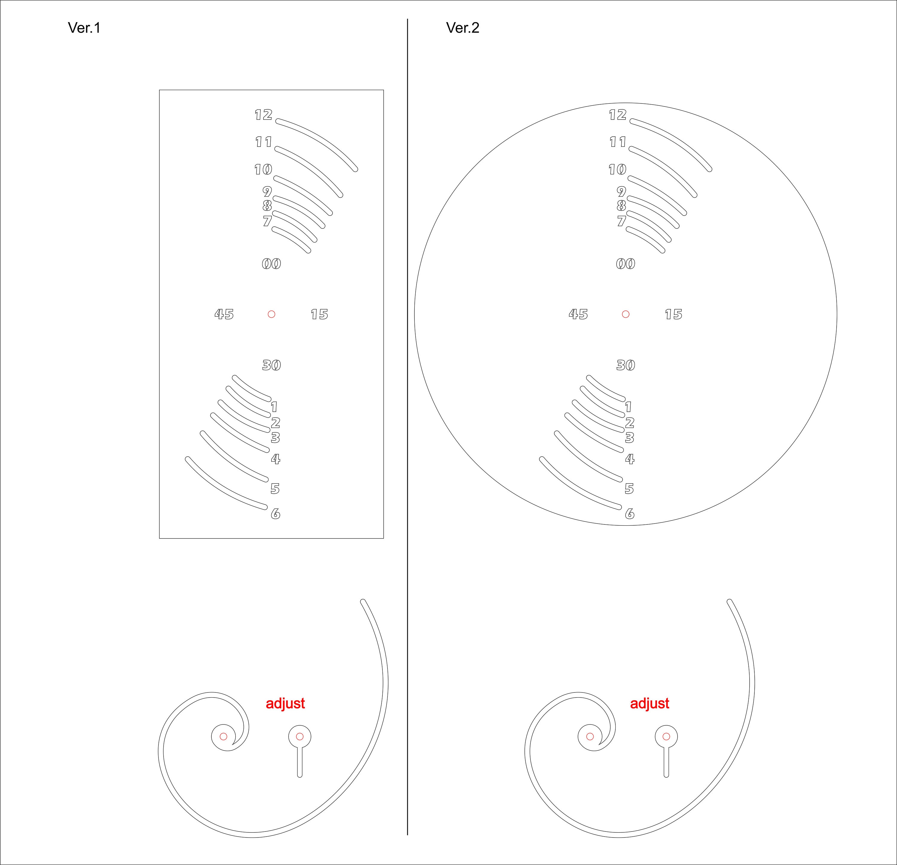 Fibonacci Spiral Clock for Laser Cut/engrave Dxf, Pdf, Svg, Dxf Digital