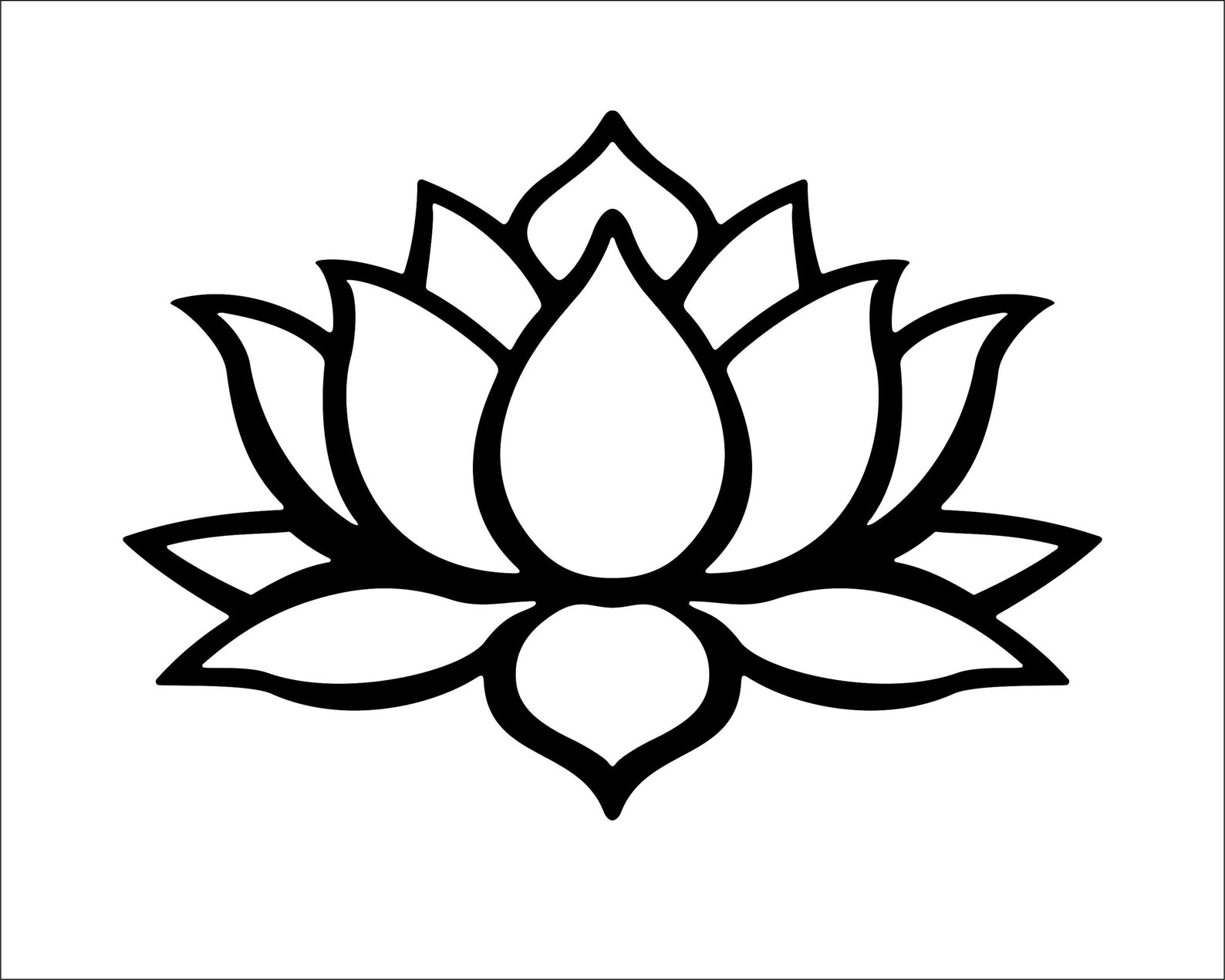 Lotus Flower Silhouette Svg Dxf Eps Pdf Cut File Digital - Etsy