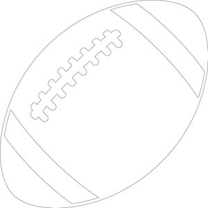May include: A black and white outline drawing of an American football.