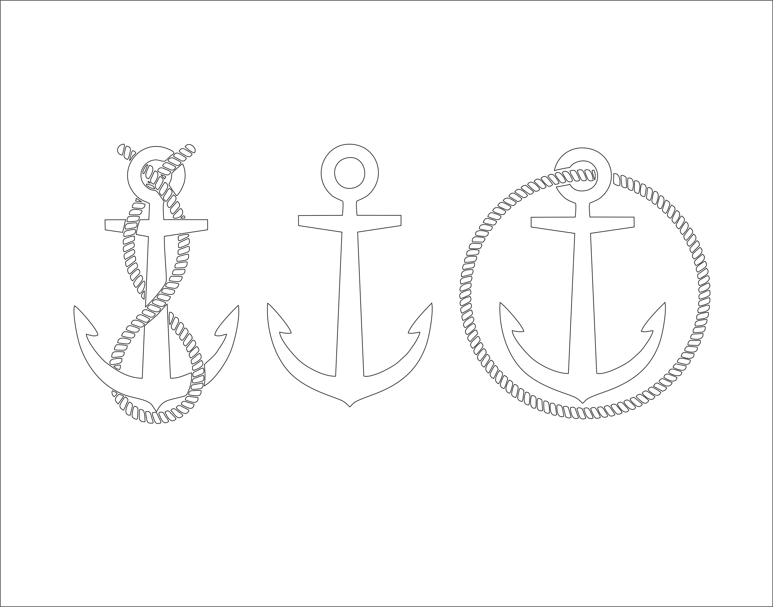 3 Simple Anchors - Dxf, Pdf, Svg, Eps - Vector Digital File for Laser ...