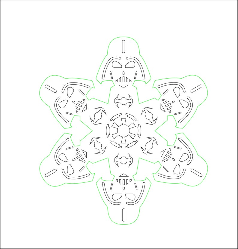 Star Wars Darth Vader Snowflake Ornamentdxf Eps Pdf Svg for Laser ...