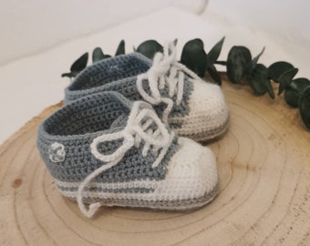 Crocheted baby sneakers, crocheted baby booties