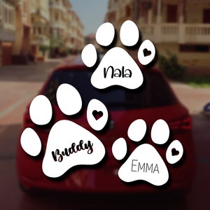 Bumper sticker dog names | Names Dog Paw | Stickers | Window sticker | Rear window side window body