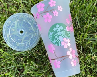 Starbucks Cherry Blossoms Cups| Custom Cup| Personalized Cup| Flower Cup| Gift for Her| Pink Flowers| Cherry Blossoms|Cherries|