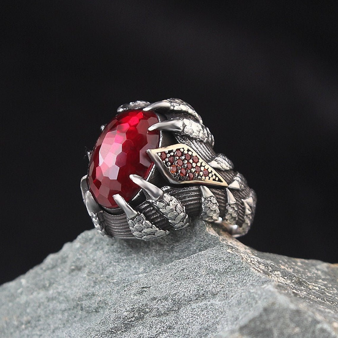 Zircon Stone Men's Ring Silver Rings Gemstone Ring | Etsy