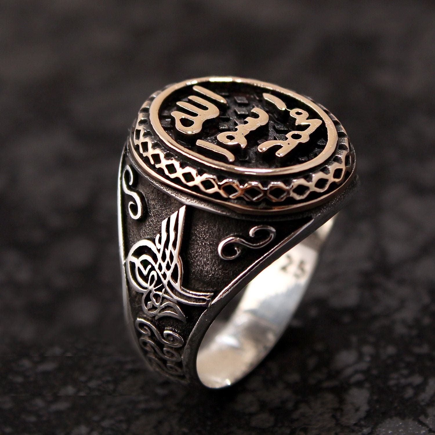 İslamic Men's Ring Silver Rings Gemstone Ring Sterling  Etsy