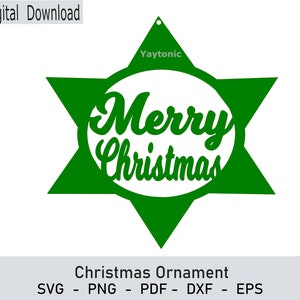 Frohe Weihnachten Ornament SVG - 6 Zoll Durchmesser / Weihnachtsdekor SVG / Urlaub Dekor SVG