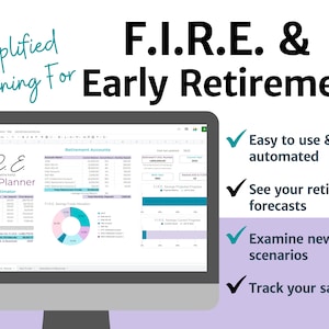 Early Retirement Planner / Google Sheets / Simple To Use / F.I.R.E. Savings Tracker / Easy Retire Plan for ALL Ages / Financial Savings FIRE