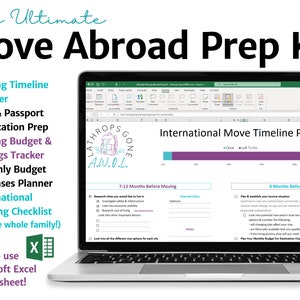 Moving Abroad Prep Kit / Excel / International Move Planner, Checklist, Savings 4 Move, Travel Budget, To Do List, Organizer Expat Microsoft image 1