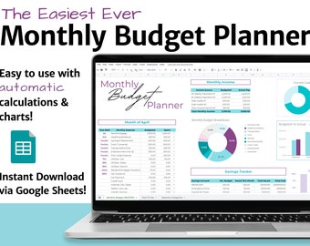 Monthly Budget Template / Easy To Use Google Sheets / Monthly Bills Worksheet Planner Budget Expenses Credit Debt Savings Financial Planning
