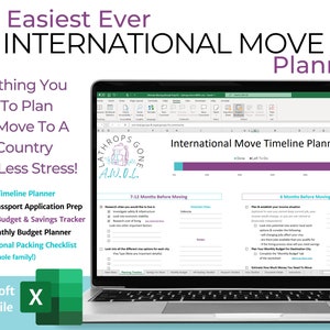 Moving Abroad Prep Kit / Excel / International Move Planner, Checklist, Savings 4 Move, Travel Budget, To Do List, Organizer Expat Microsoft image 10