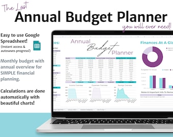 Best Ever Annual Budget Planner / Google Sheets / Easy To Use w/ Monthly Expenses / Bills Credit Debt Year Finance Saving Financial Planning