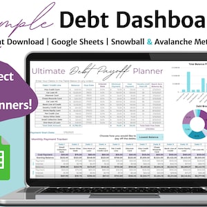 Debt Payoff Tracker Debt Snowball Spreadsheet | Google Sheets Debt Tracker, Debt Payoff Planner, Debt Calculator, Debt Snowball Calculator