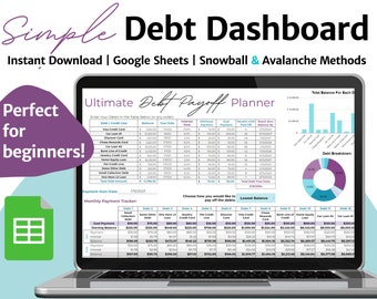 Debt Payoff Tracker | Google Sheets, Snowball & Avalanche (Digital Download)