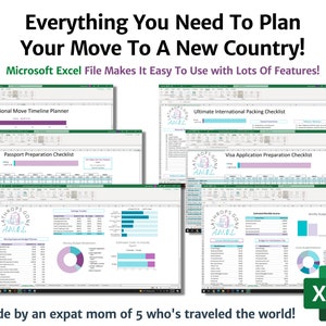 Moving Abroad Prep Kit / Excel / International Move Planner, Checklist, Savings 4 Move, Travel Budget, To Do List, Organizer Expat Microsoft image 3