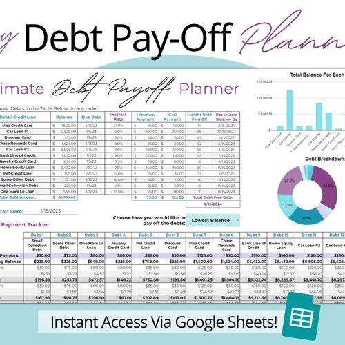 Debt Snowball Calculator Spreadsheet Google Sheets Microsoft Etsy Debt Snowball Calculator Spreadsheet Google Sheets Microsoft Etsy