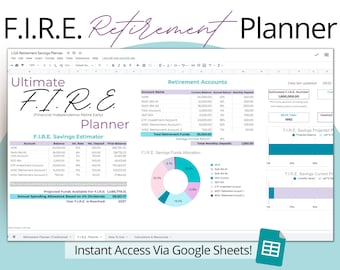 F.I.R.E. Savings Tracker / Google Sheets / Early Retirement Planner / Simple To Use / Easy Retire Plan for ALL Ages / Financial Savings FIRE