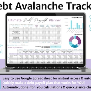 Easy Debt Lawinen Payoff Tracker für Google Sheets Debt Spreadsheet, Debt Planner, Debt Snowball Calculator, Debt Tracker, Debt Zahlung Bild 1