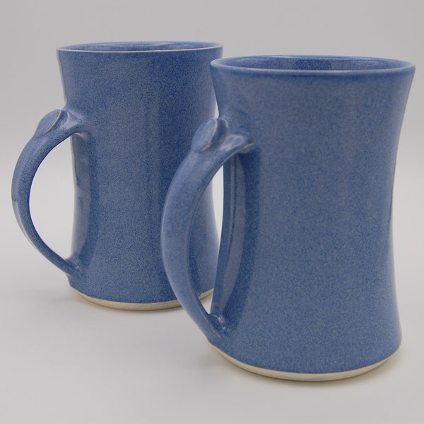 14oz Ceramic Mug with Handle, Nassau Blue, Handmade Pottery, Coffee Cup
