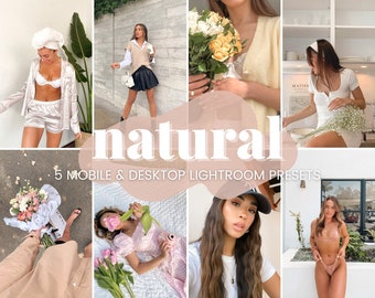 5 preset Lightroom per dispositivi mobili / preset Instagram / preset Lightroom per desktop / preset Influencer Blogger / preset Naturali / preset Luce intensa