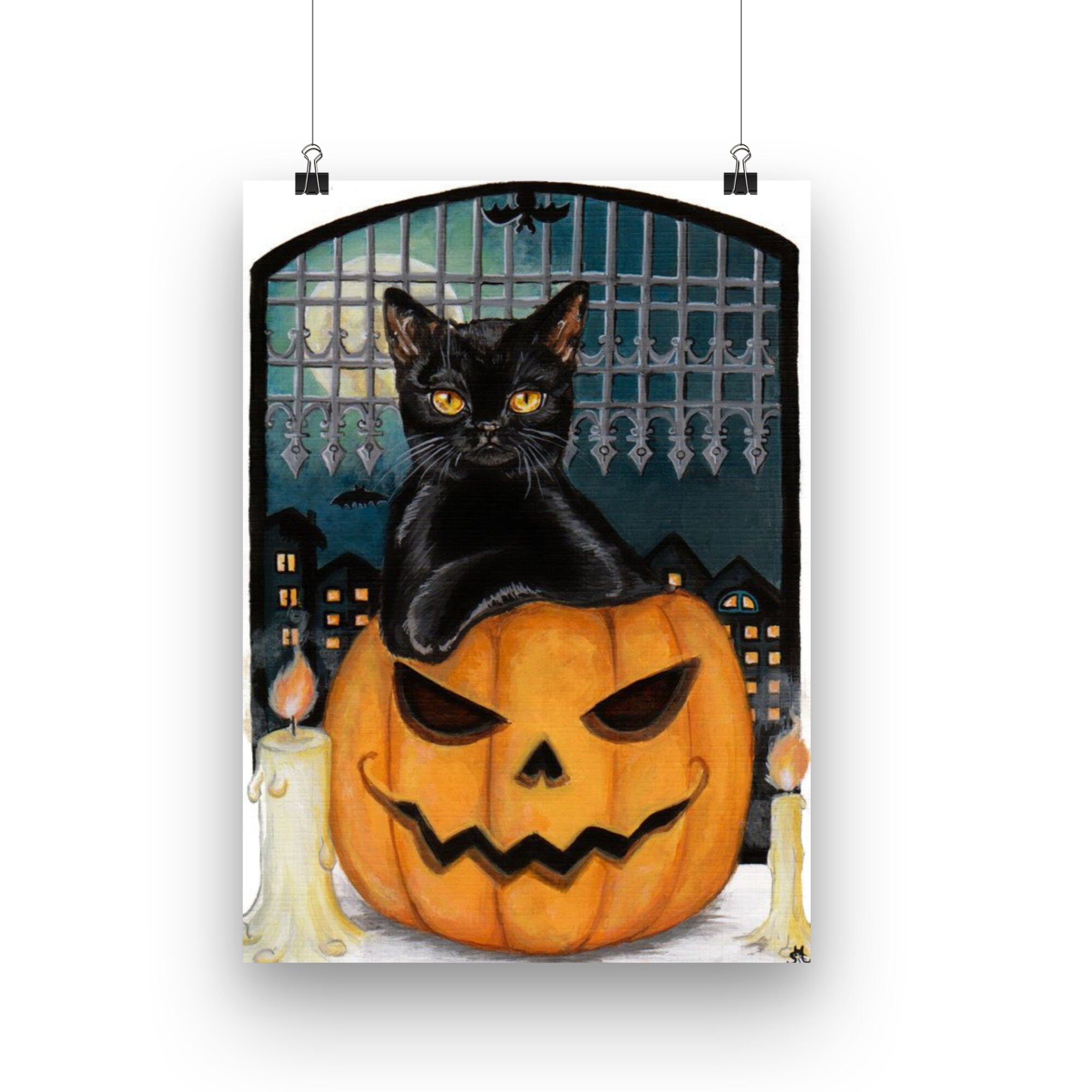 Paint by Number Kit Halloween Pumpkin and Black Cat Wall | Etsy