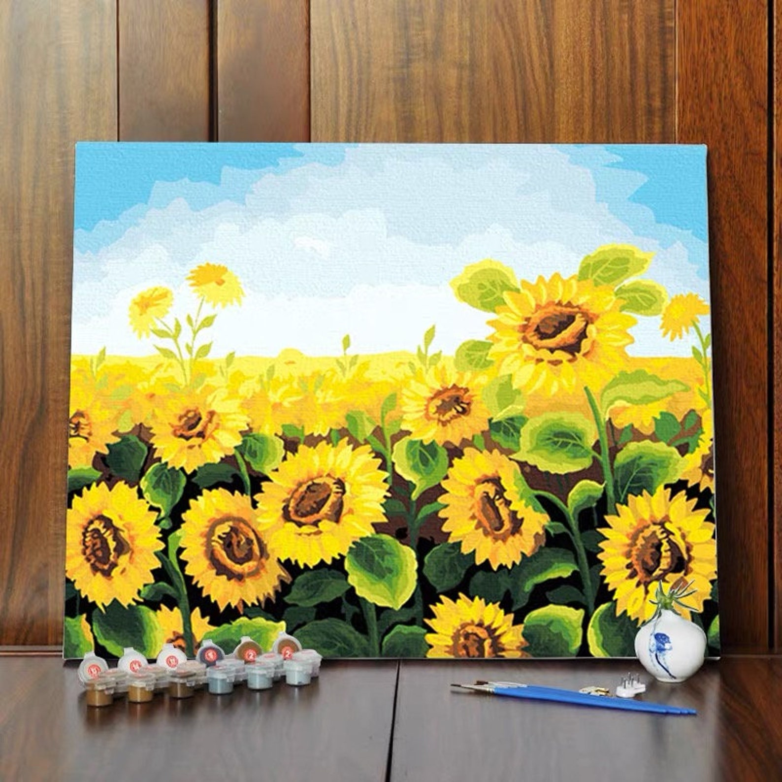Paint by Number Kit Sunflowers Paint Together Gift Ideas Etsy