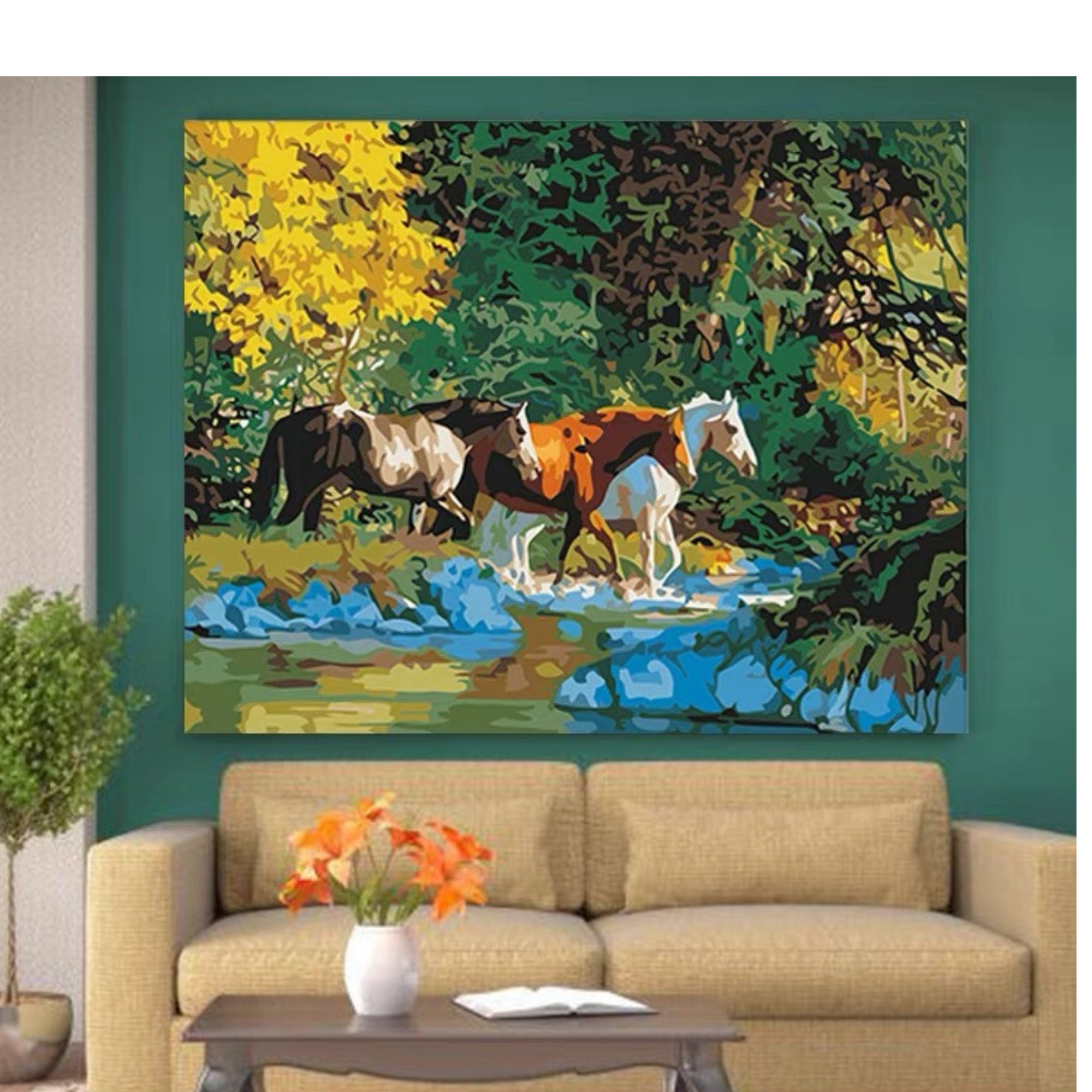 kits-how-to-visual-arts-paint-by-number-kit-horse-wall-decor-summer