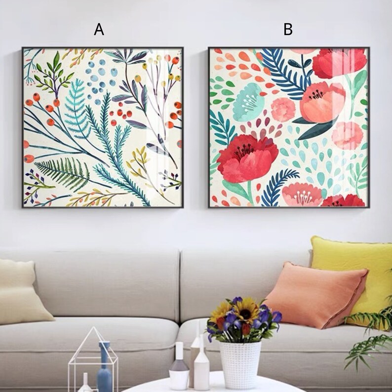 Paint by Number Kit Flowers Wall Decor DIY Kit Adult Etsy