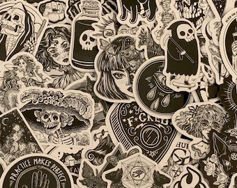 Witchy Gothic Assorted Sticker Pack | For Skateboard, Water bottle, Journal, Iphone, Macbook, Phone, Laptop , and  Home Decor.