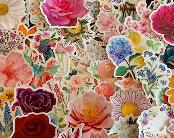 Mooie bloemen diverse stickerpakket voor WaterBottle, IPhone, MacBook, telefoon, telefoonhoesje, laptop, dagboek, skateboard en meer.