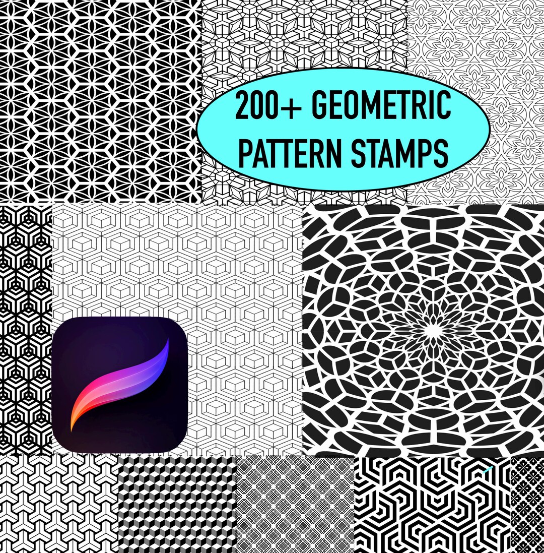 200+ Geometric Patterns Procreate Stamps - Etsy