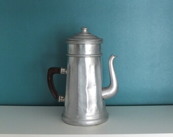 Vintage French Aluminium Coffee Pot, Retro, Decor, Cafetiere, France