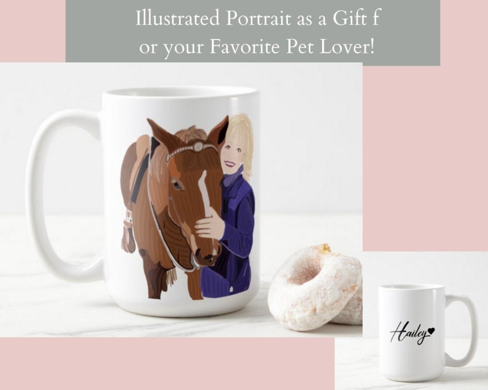 Custom Dog Gift Personalized Pet and Owner Portrait on Mug Pet Etsy