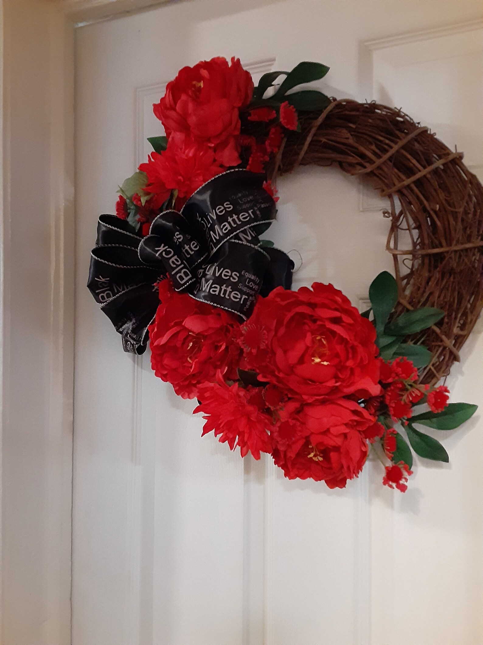 Red Floral Wreath indoor/outdoor wreath. All season wreath Etsy