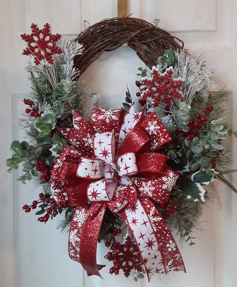 Winter Wreath, Christmas Wreath, Snowflake Wreath, Front Door Winter ...