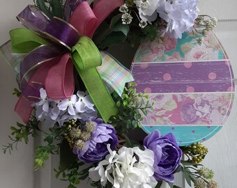 Easter Wreath, Easter Egg Wreath, Easter Decor, Pastel Easter Wreath, Easter Pastel Wreath, Happy Easter Wreath, Indoor Wreath,