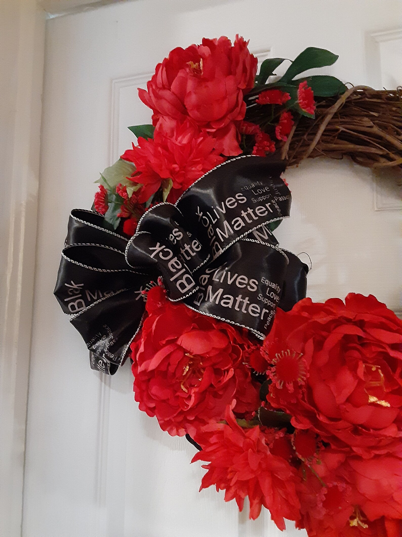 Red Floral Wreath indoor/outdoor wreath. All season wreath Etsy