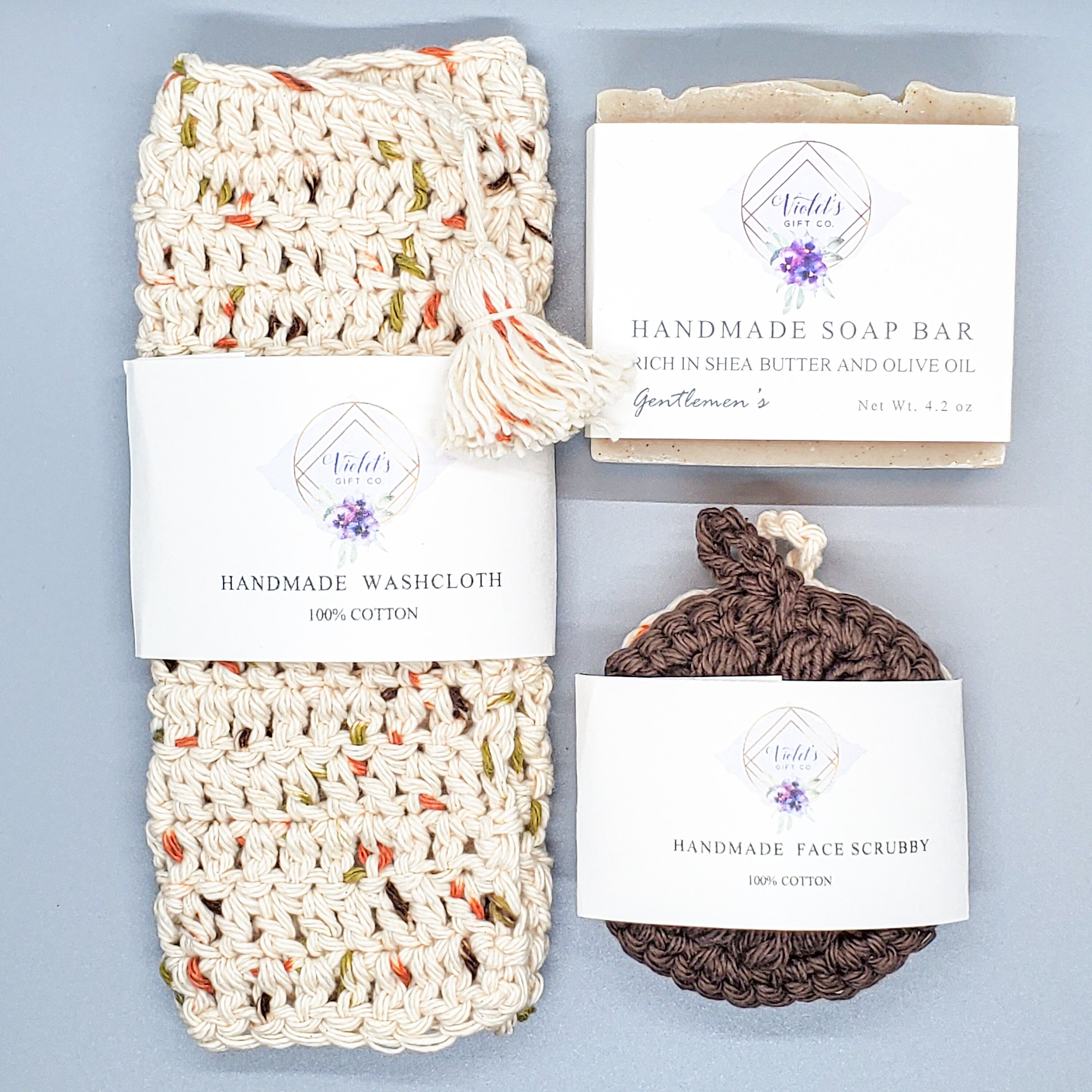 Knit Washcloth Soap Gift Set Adult Selfcare Set Unisex Gift Etsy